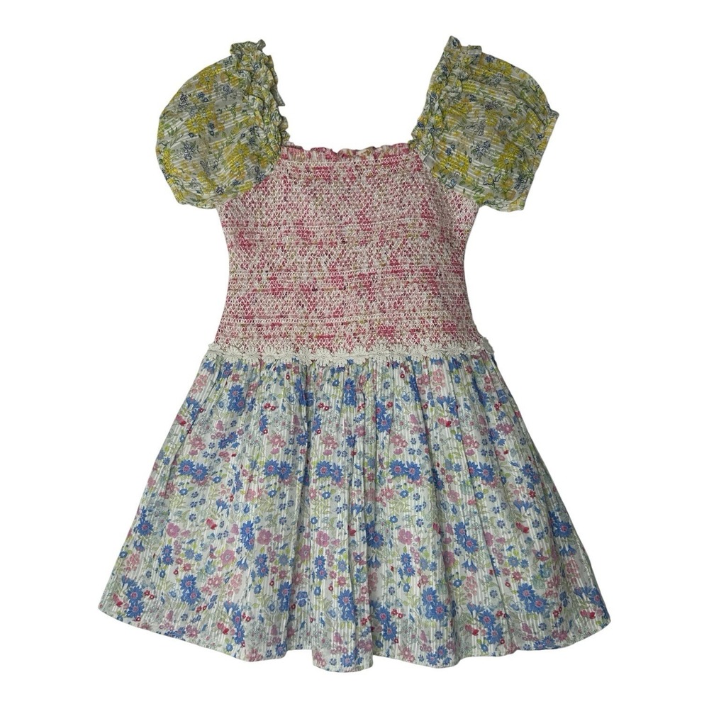 Loveshackfancy Dress Girls Size 10Y Floral Short Sleeve Smocked Lined Party - Picture 1 of 9